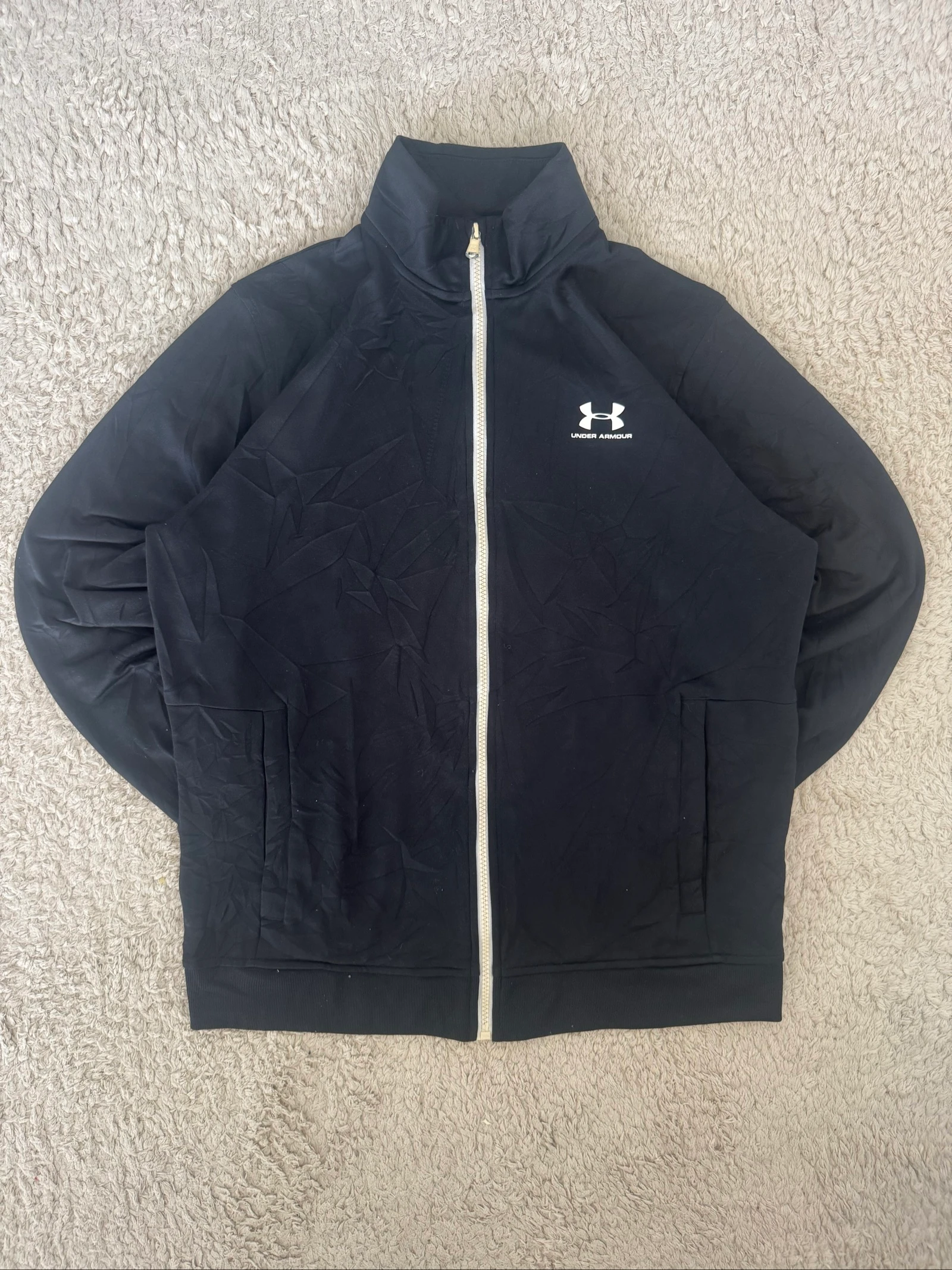 Under Armour Track Jacket Black Full Zip Sportswear Athletic Training Jacket Size M – photo 5